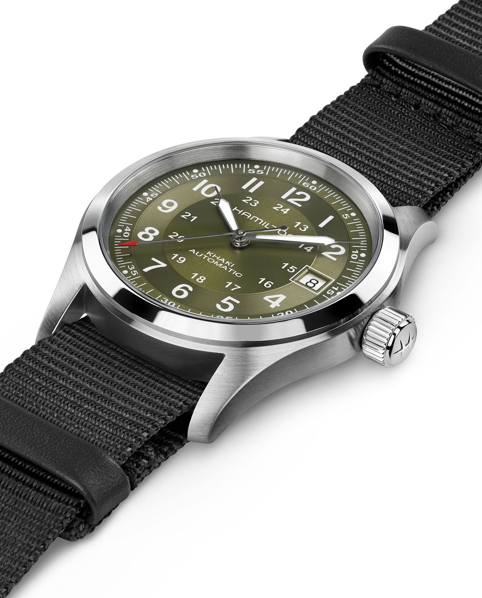 Reloj automático de hombre khaki field de 38 mm h70455960 con calendario y correa textil - Hamilton - Verde Verde-3