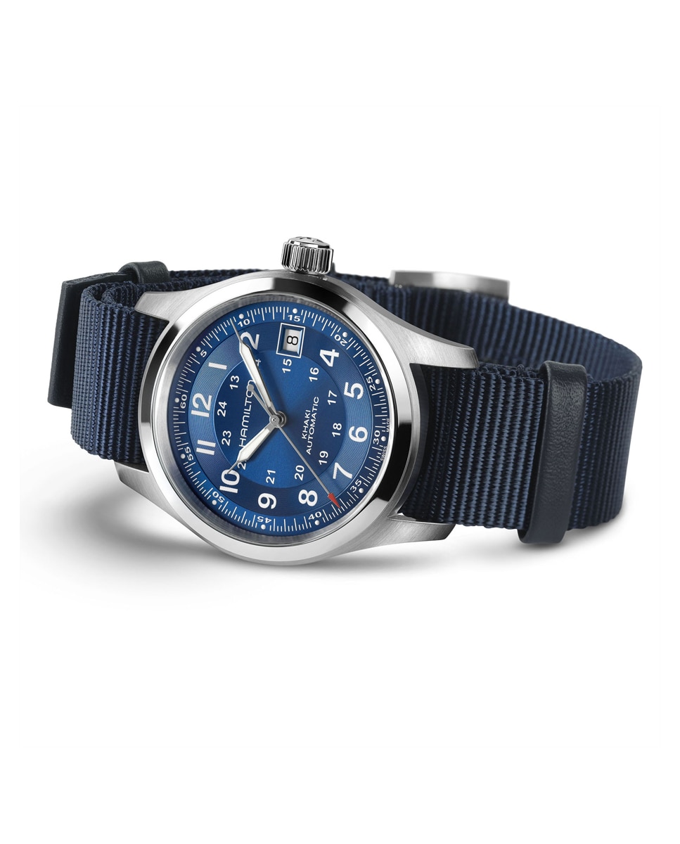 Reloj automático de hombre khaki field de 38 mm h70455940 con calendario y correa textil - Hamilton - Azul marino Azul marino-2
