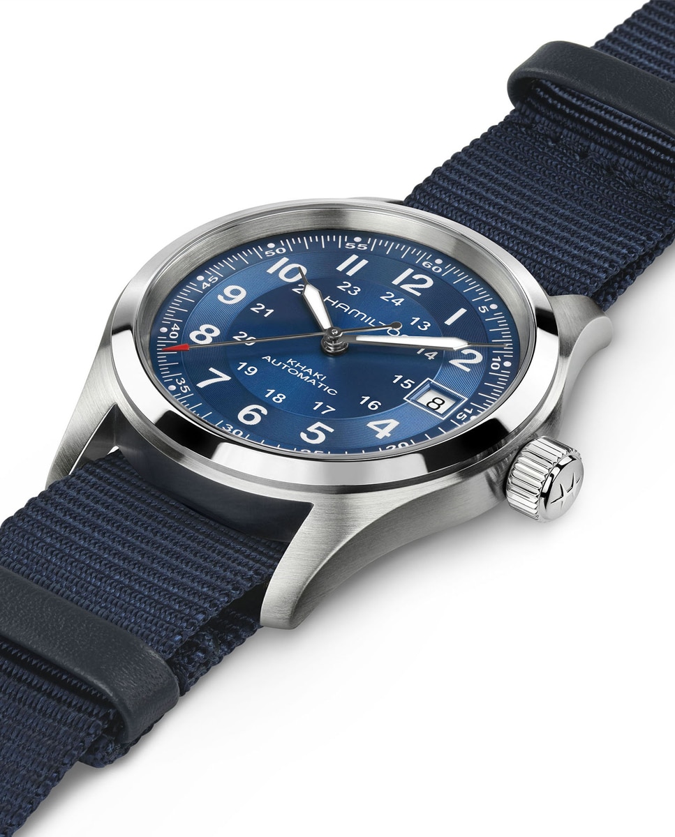 Reloj automático de hombre khaki field de 38 mm h70455940 con calendario y correa textil - Hamilton - Azul marino Azul marino-3
