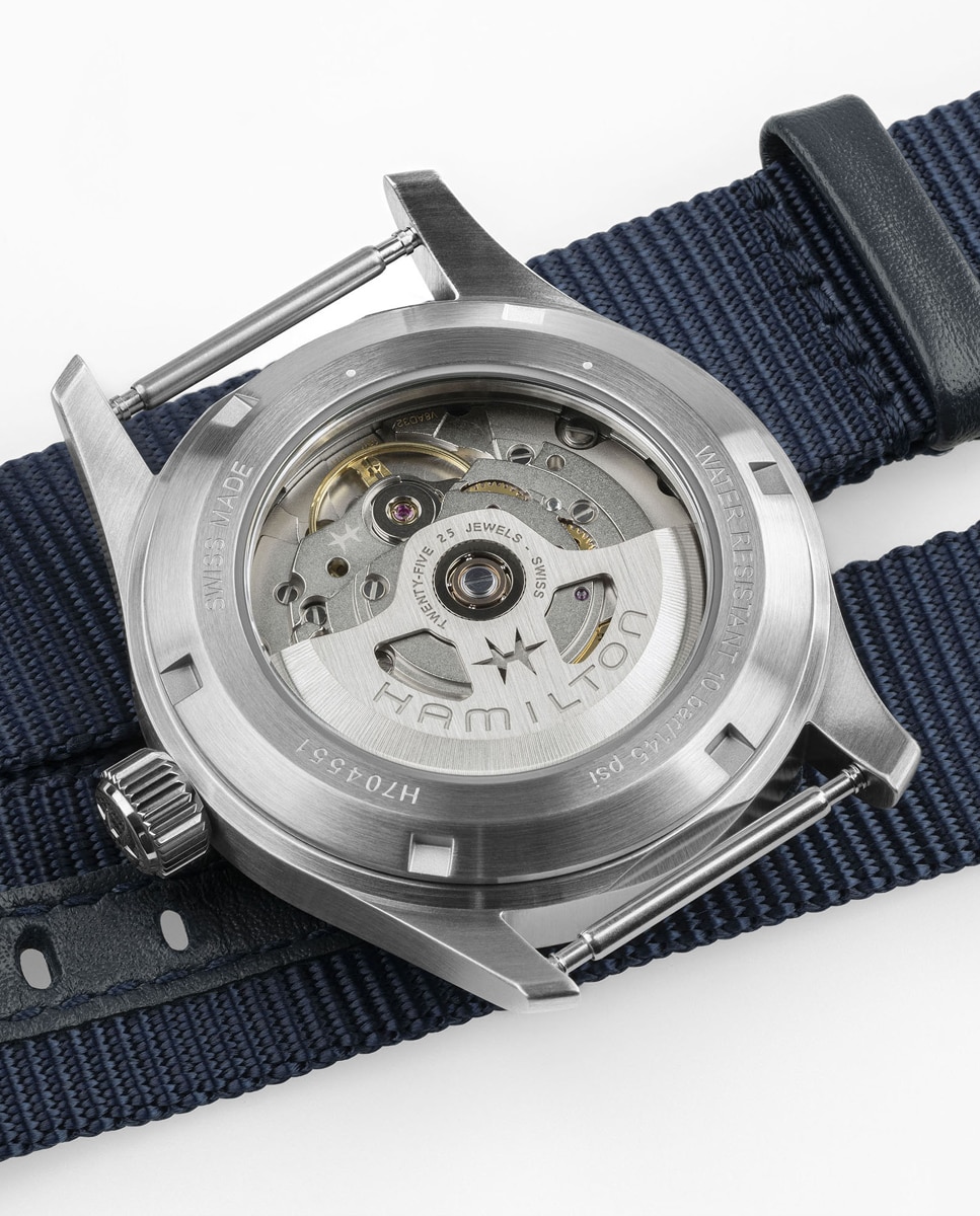 Reloj automático de hombre khaki field de 38 mm h70455940 con calendario y correa textil - Hamilton - Azul marino Azul marino-4