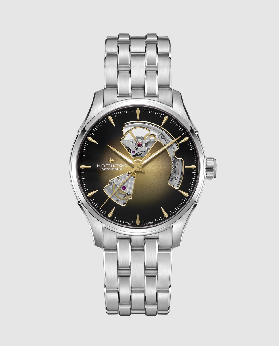 Imagen 0 de Reloj automático de hombre jazzmaster open heart de 40 mm dorado h32675101 de acero Plateado