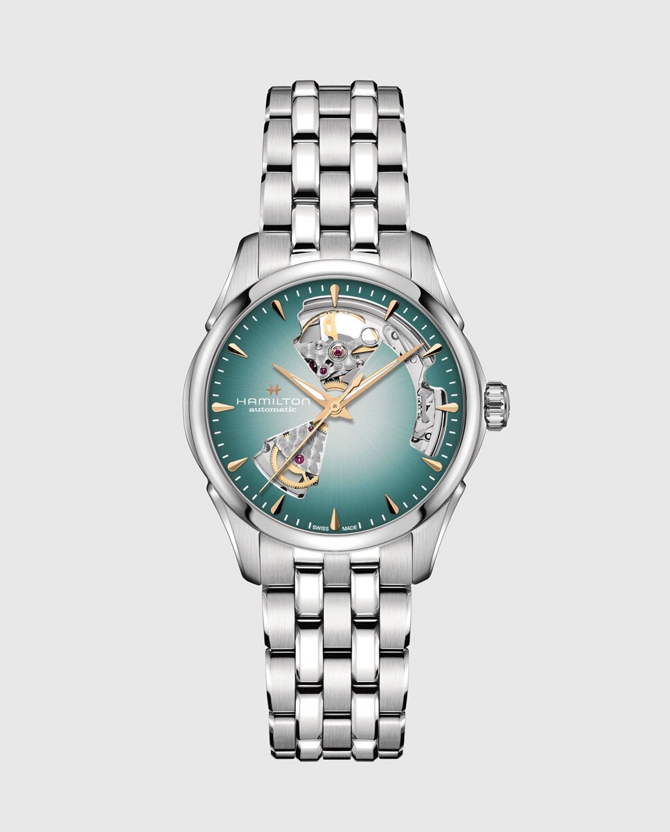 Imagen 0 de Reloj de mujer automático jazzmaster open heart de 36 mm h32215143 de acero Plata