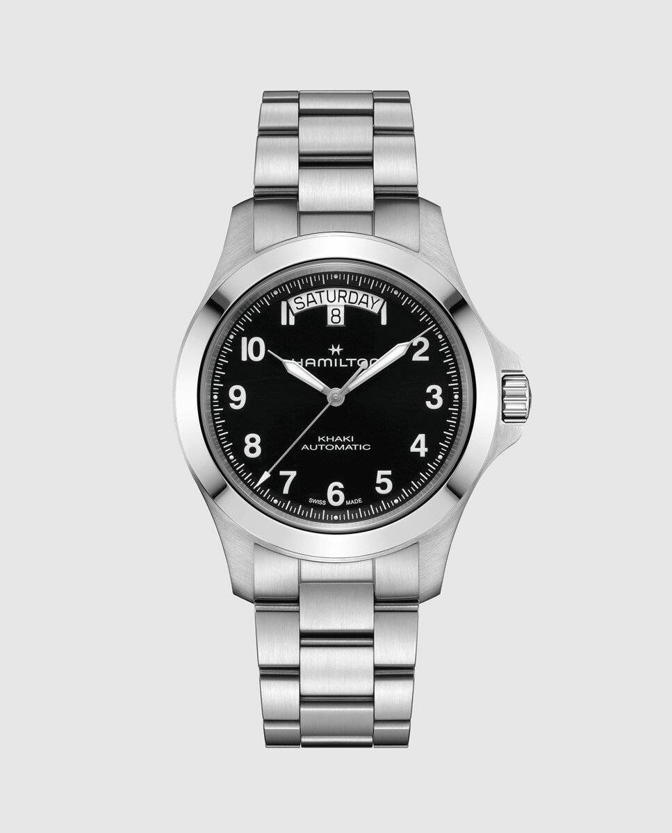 Imagen 0 de Reloj de hombre automático khaki field king de 40 mm h64475131 de acero con calendario Plata