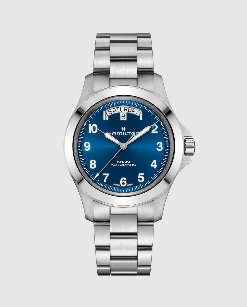 Imagen 0 de Reloj de hombre automático khaki field king de 40 mm h64475140 de acero con calendario Plata