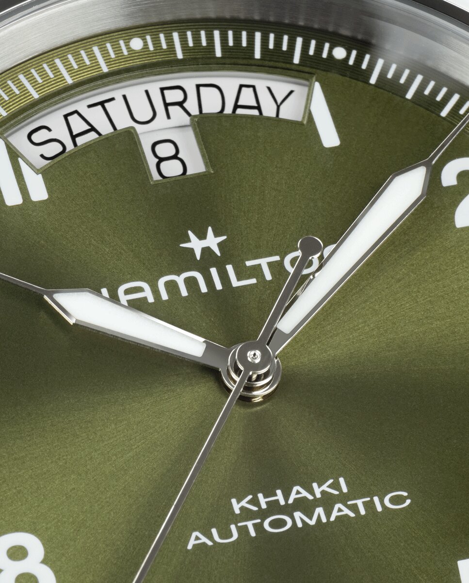 Reloj de hombre automático khaki field king de 40 mm h64475160 con calendario y correa de piel - Hamilton - Plata Plata-3