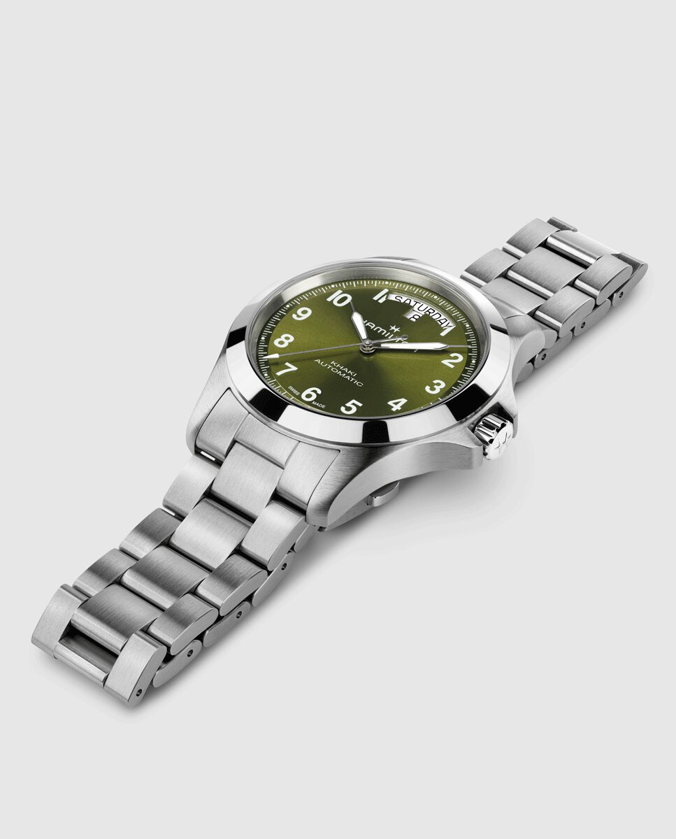 Reloj de hombre automático khaki field king de 40 mm h64475160 con calendario y correa de piel - Hamilton - Plata Plata-4