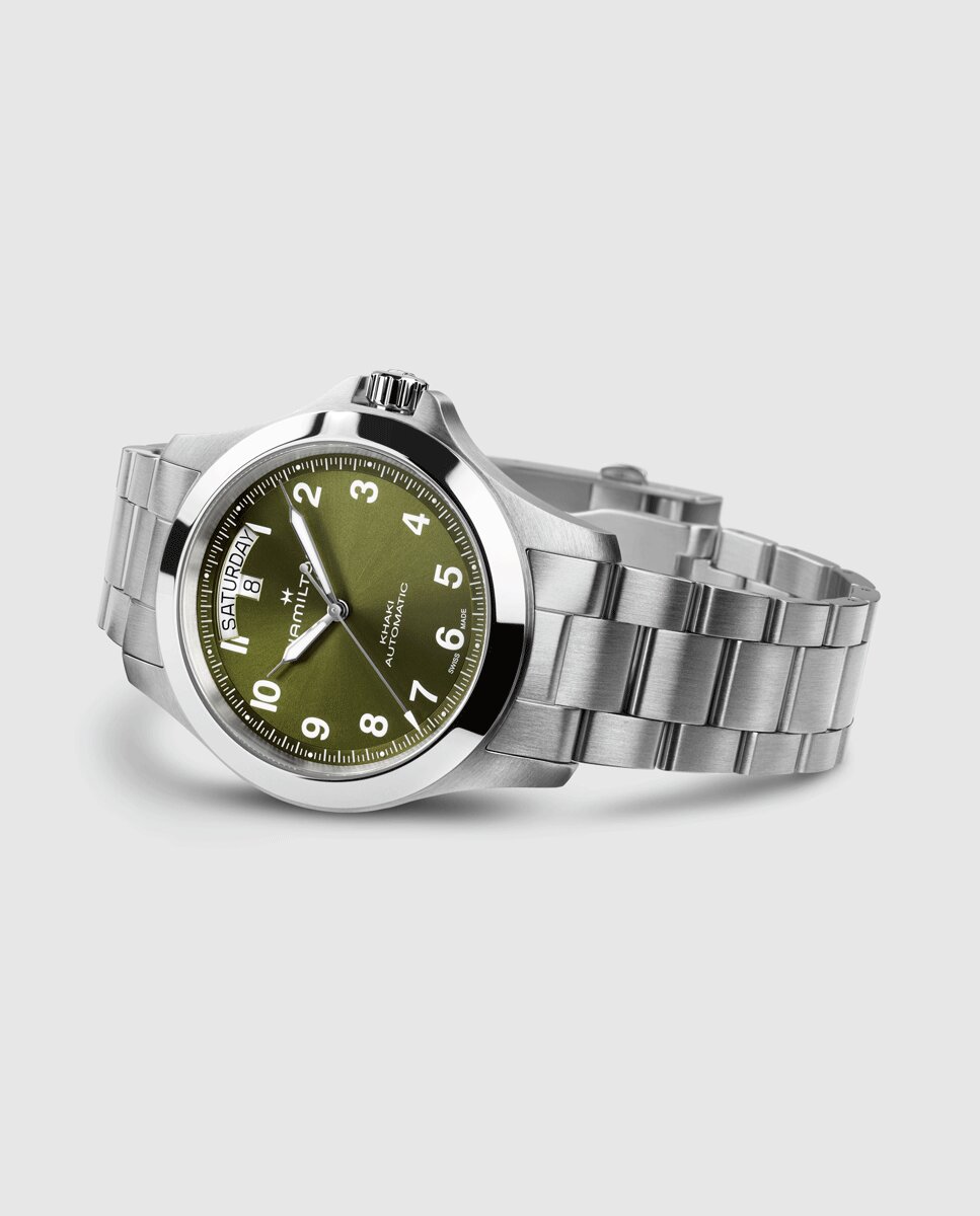 Reloj de hombre automático khaki field king de 40 mm h64475160 con calendario y correa de piel - Hamilton - Plata Plata-5