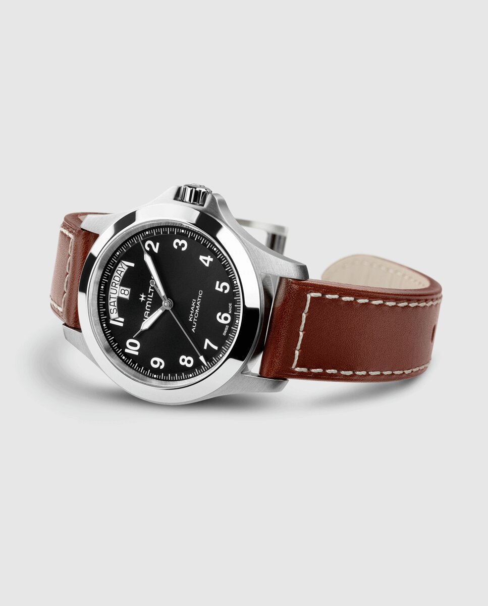 Reloj de hombre automático khaki field king de 40 mm h64475531 con calendario y correa de piel - Hamilton - Marrón Marrón-5