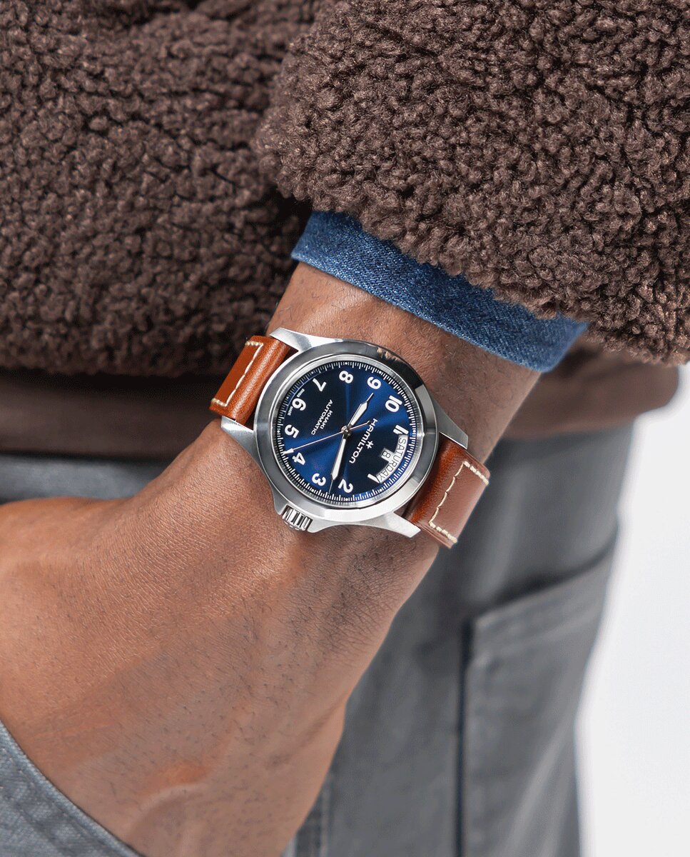 Reloj de hombre automático khaki field king de 40 mm h64475540 con calendario y correa de piel - Hamilton - Marrón Marrón-2