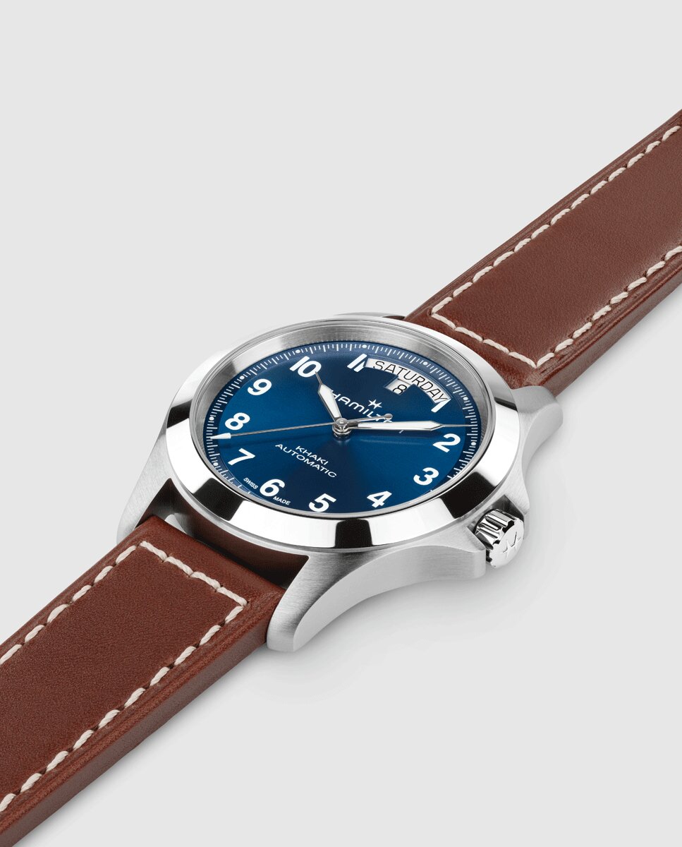 Reloj de hombre automático khaki field king de 40 mm h64475540 con calendario y correa de piel - Hamilton - Marrón Marrón-4