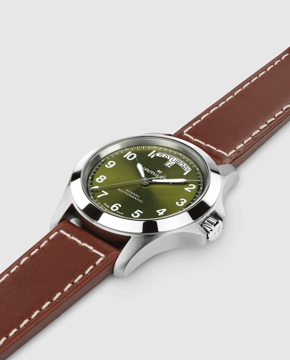 Reloj de hombre automático khaki field king de 40 mm h64475560 con calendario y correa de piel - Hamilton - Marrón Marrón-4