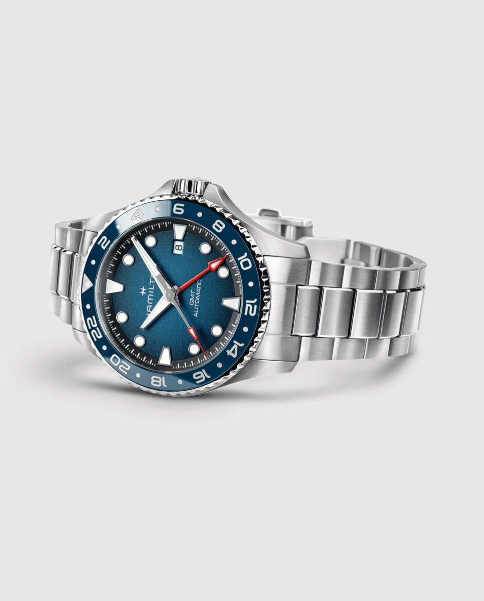 Reloj de hombre automático khaki navy scuba de 43 mm h82535140 de acero con gmt y calendario - Hamilton - Plata Plata-3