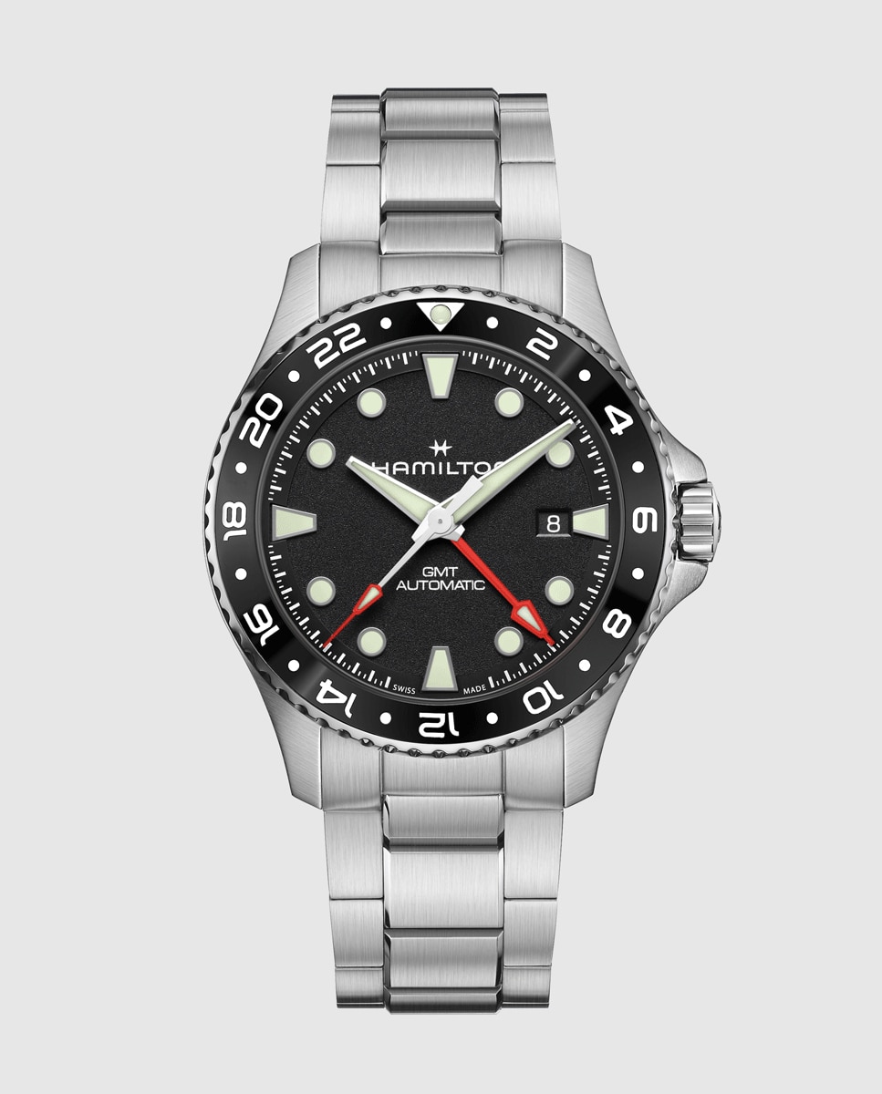 Imagen 0 de Reloj de hombre automático khaki navy scuba de 43 mm h82555130 de acero con gmt y calendario Plata