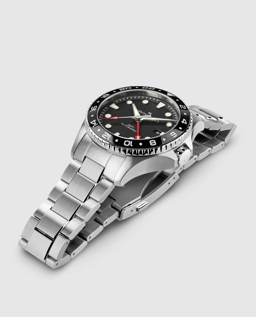 Reloj de hombre automático khaki navy scuba de 43 mm h82555130 de acero con gmt y calendario - Hamilton - Plata Plata-2