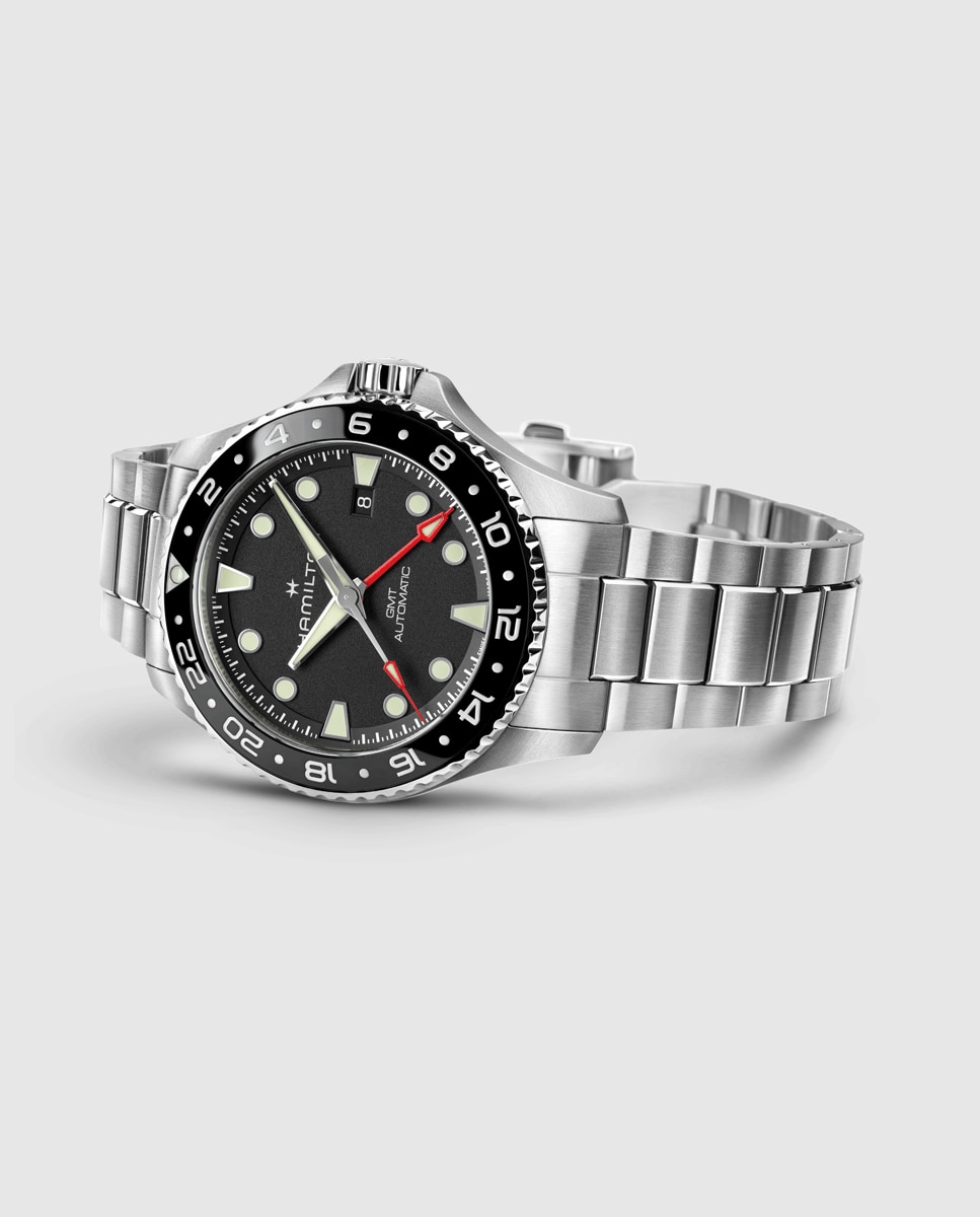 Reloj de hombre automático khaki navy scuba de 43 mm h82555130 de acero con gmt y calendario - Hamilton - Plata Plata-3