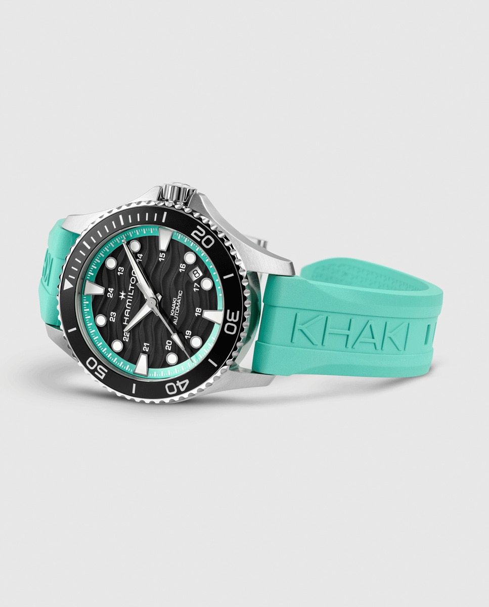Imagen 2 de Reloj de hombre automático khaki navy scuba de 40 mm h82415331 con calendario y correa de caucho - Hamilton - Turquesa Turquesa