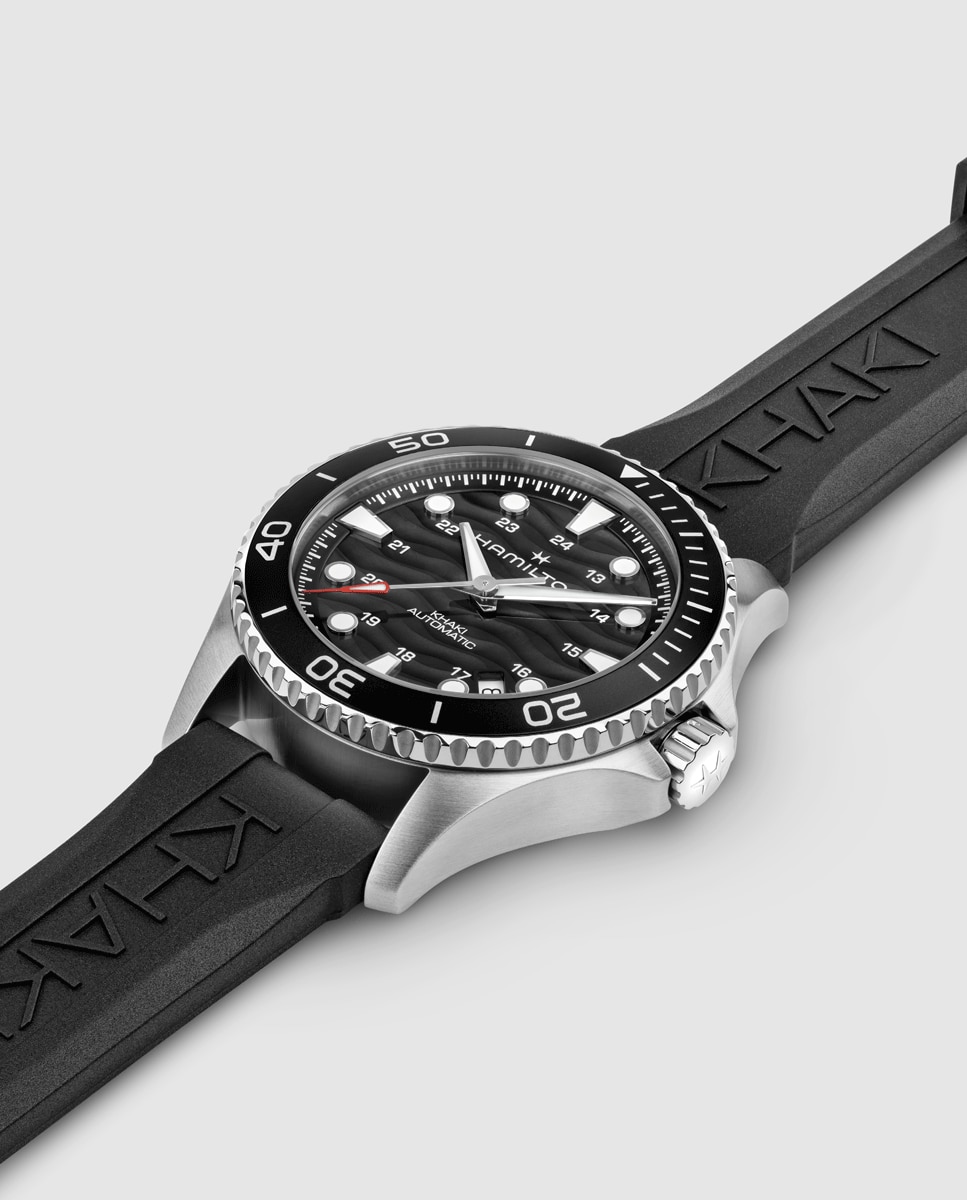 Reloj de hombre automático khaki navy scuba de 40 mm h82415330 con calendario y correa de caucho - Hamilton - Negro Negro-2