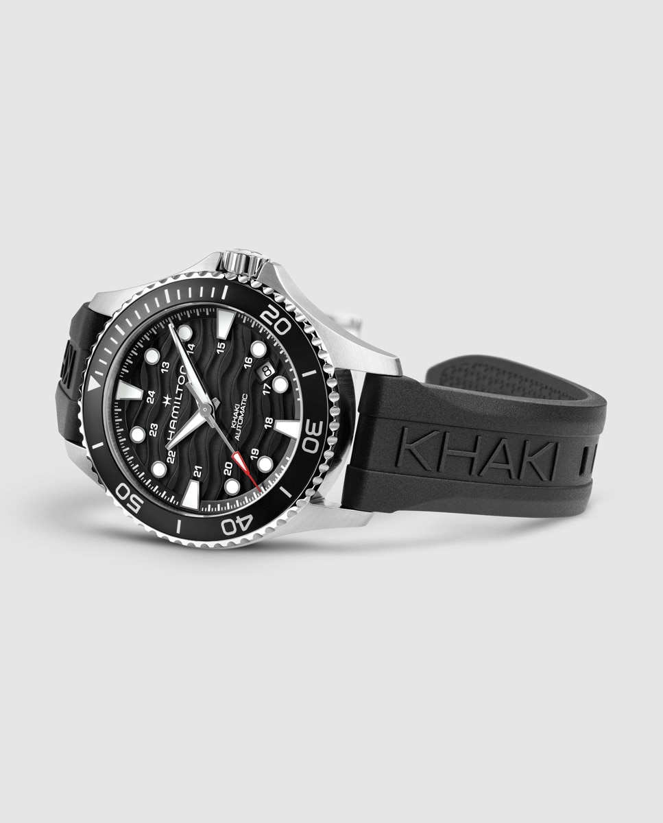 Reloj de hombre automático khaki navy scuba de 40 mm h82415330 con calendario y correa de caucho - Hamilton - Negro Negro-3