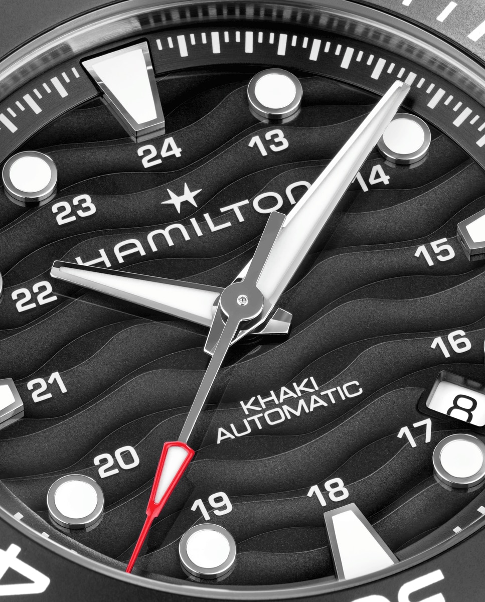Reloj de hombre automático khaki navy scuba de 40 mm h82415330 con calendario y correa de caucho - Hamilton - Negro Negro-4