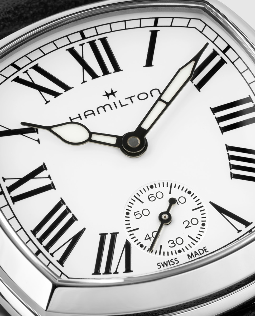 Imagen 4 de Reloj de mujer mecánico american classic cushion de 30 mm h36109710 con correa de piel - Hamilton - Negro Negro