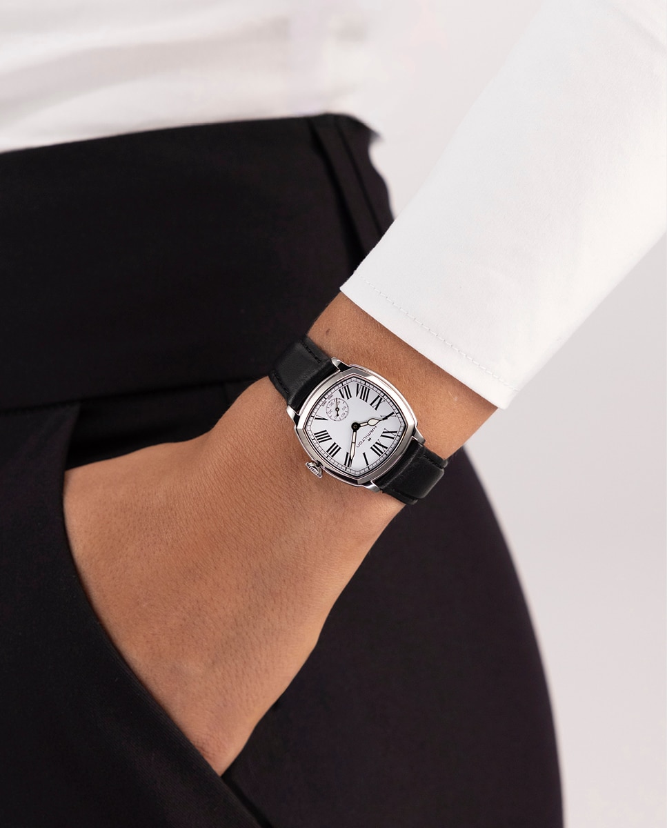 Imagen 6 de Reloj de mujer mecánico american classic cushion de 30 mm h36109710 con correa de piel - Hamilton - Negro Negro