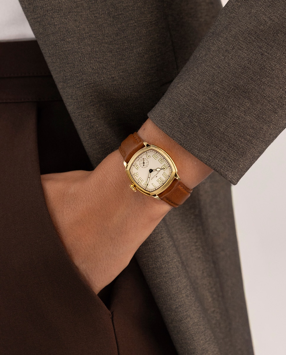 Imagen 6 de Reloj de mujer mecánico american classic cushion de 30 mm h36119520 con correa de piel - Hamilton - Marrón Marrón