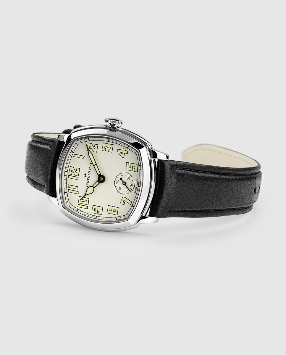 Imagen 3 de Reloj de mujer mecánico american classic cushion de 30 mm h36109720 con correa de piel - Hamilton - Negro Negro