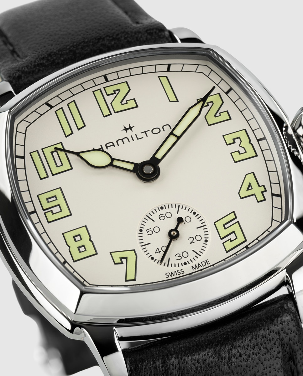 Imagen 5 de Reloj de mujer mecánico american classic cushion de 30 mm h36109720 con correa de piel - Hamilton - Negro Negro