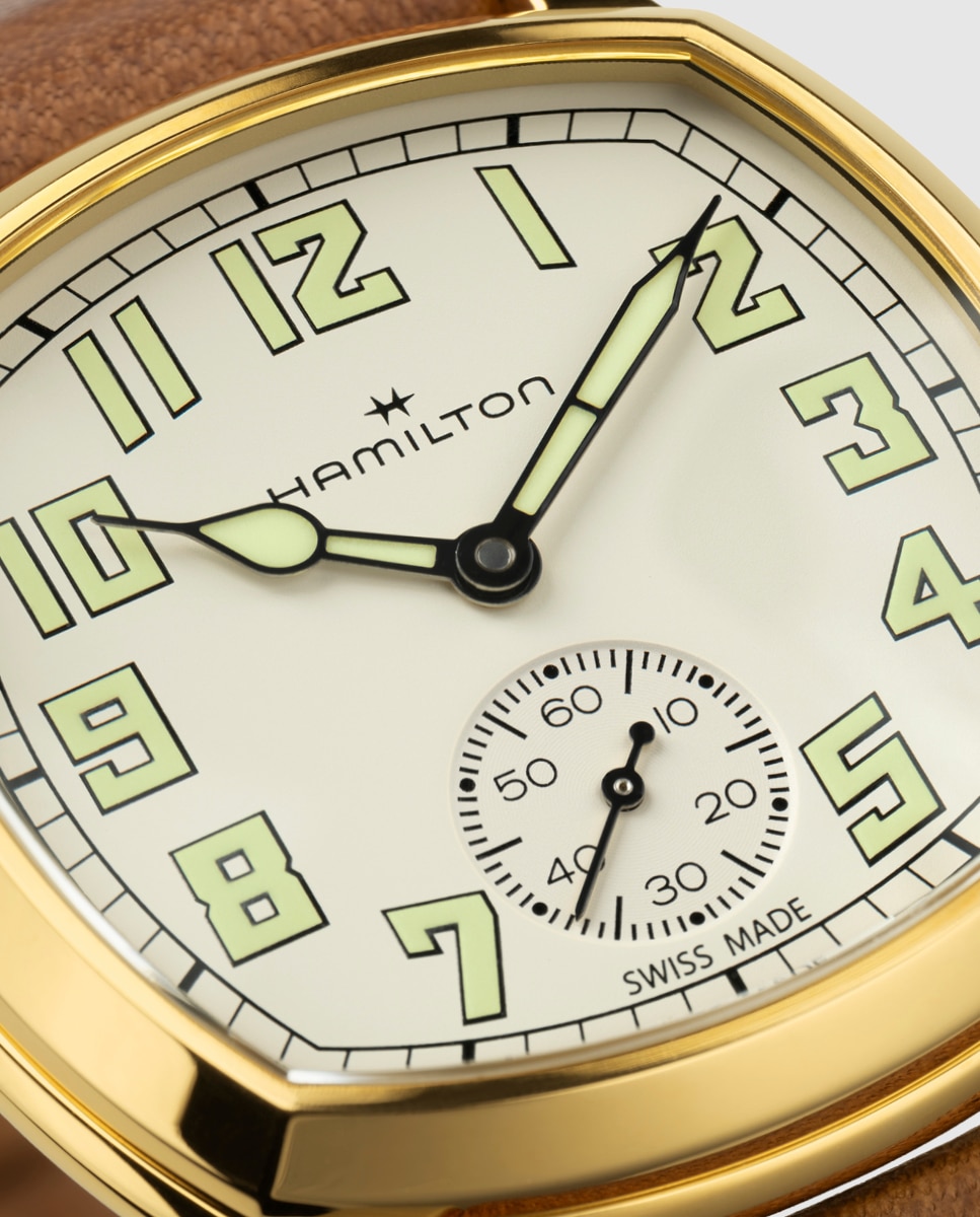 Imagen 4 de Reoj de mujer mecánico american classic cushion de 34 mm h36139520 con correa de piel - Hamilton - Marrón Marrón