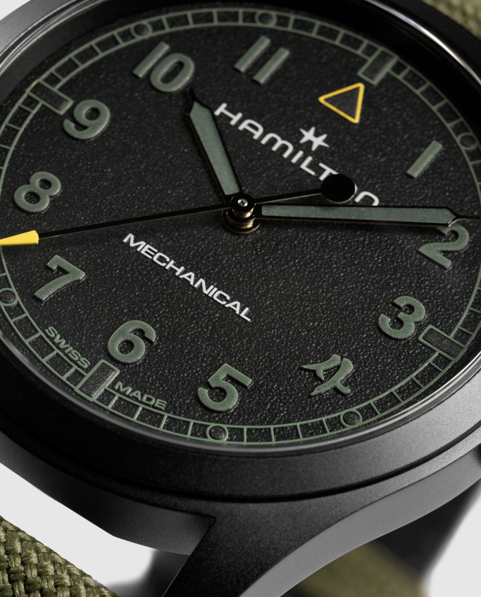 Imagen 4 de Reloj de hombre mecánico khaki field call of duty de 38 mm h69469930 con correa textil - Hamilton - Verde militar Verde militar