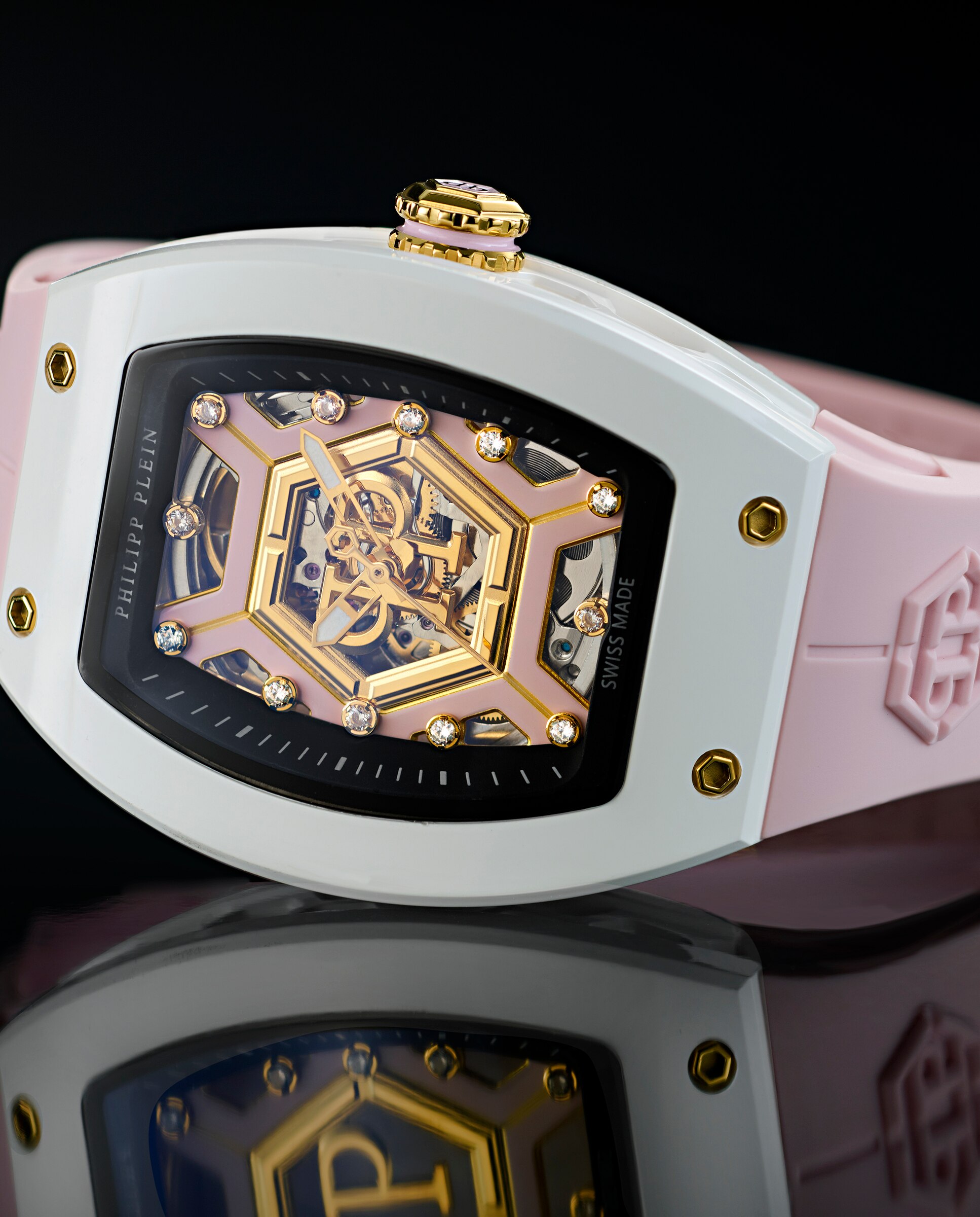 Reloj de mujer crypto queen pw3ba0423 automático de silicona y correa - Philipp Plein - Rosa Rosa-3