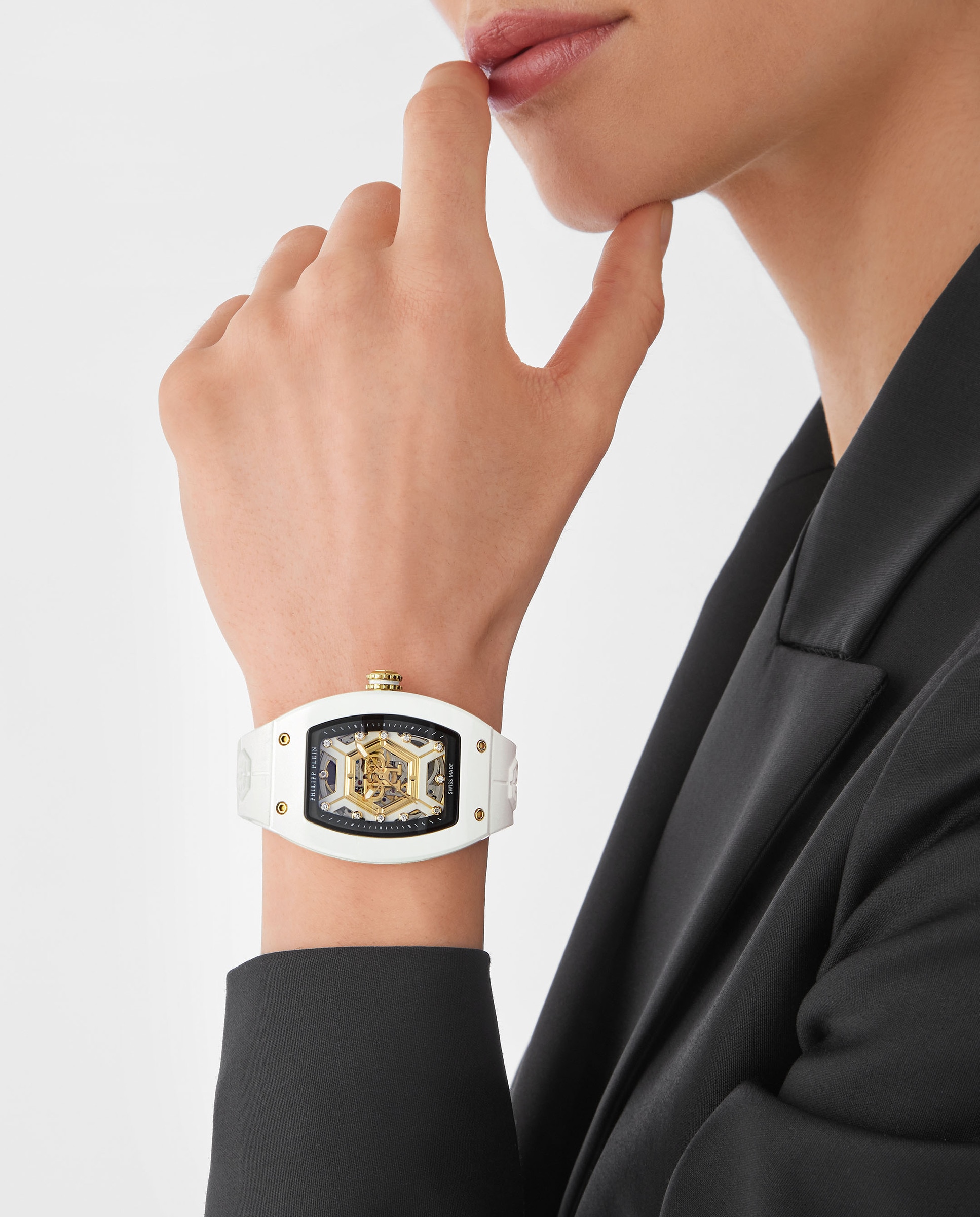 Reloj de mujer crypto queen pw3ba0623 automático de silicona y correa negra - Philipp Plein - Negro Negro-2