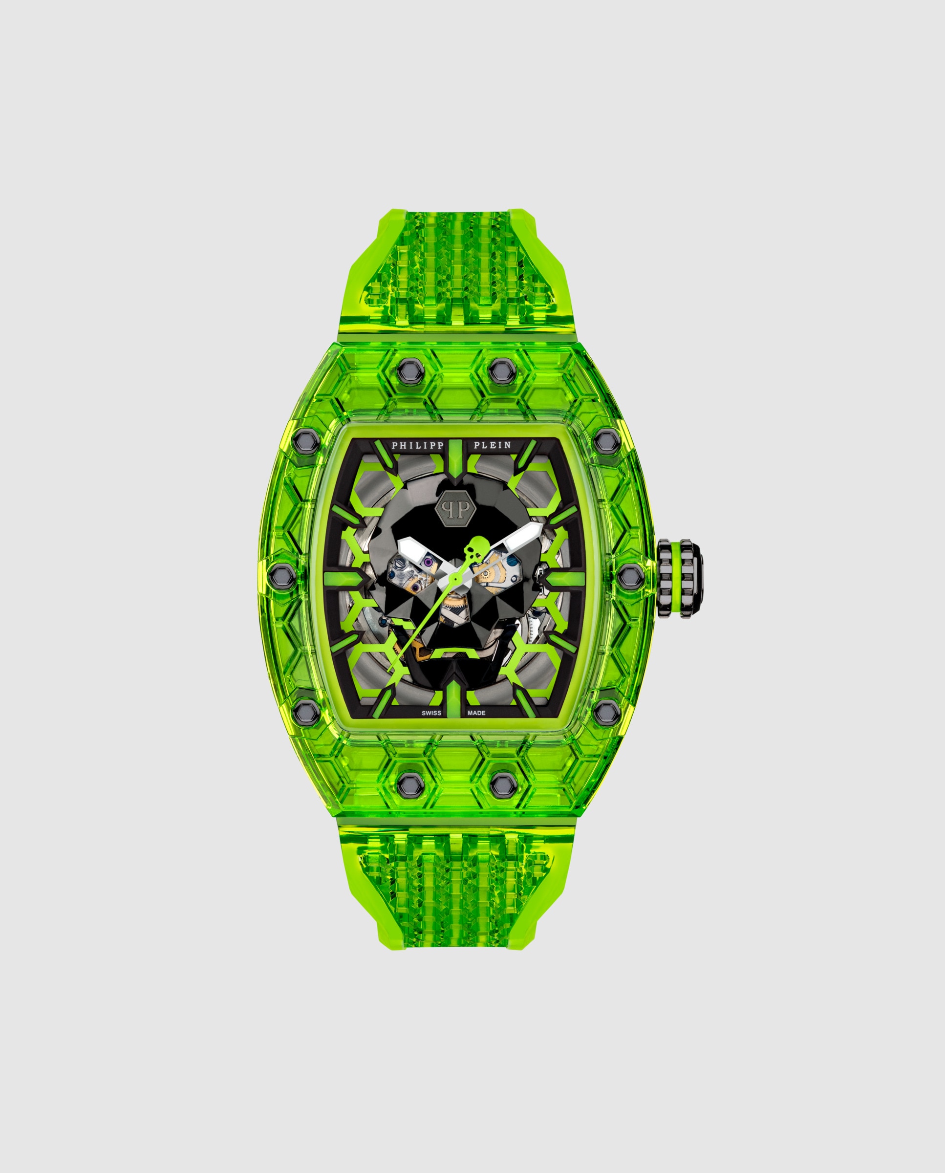 Imagen 0 de Reloj de hombre crypto king pwqaa0323 automático de pu transparente y correa verde Verde