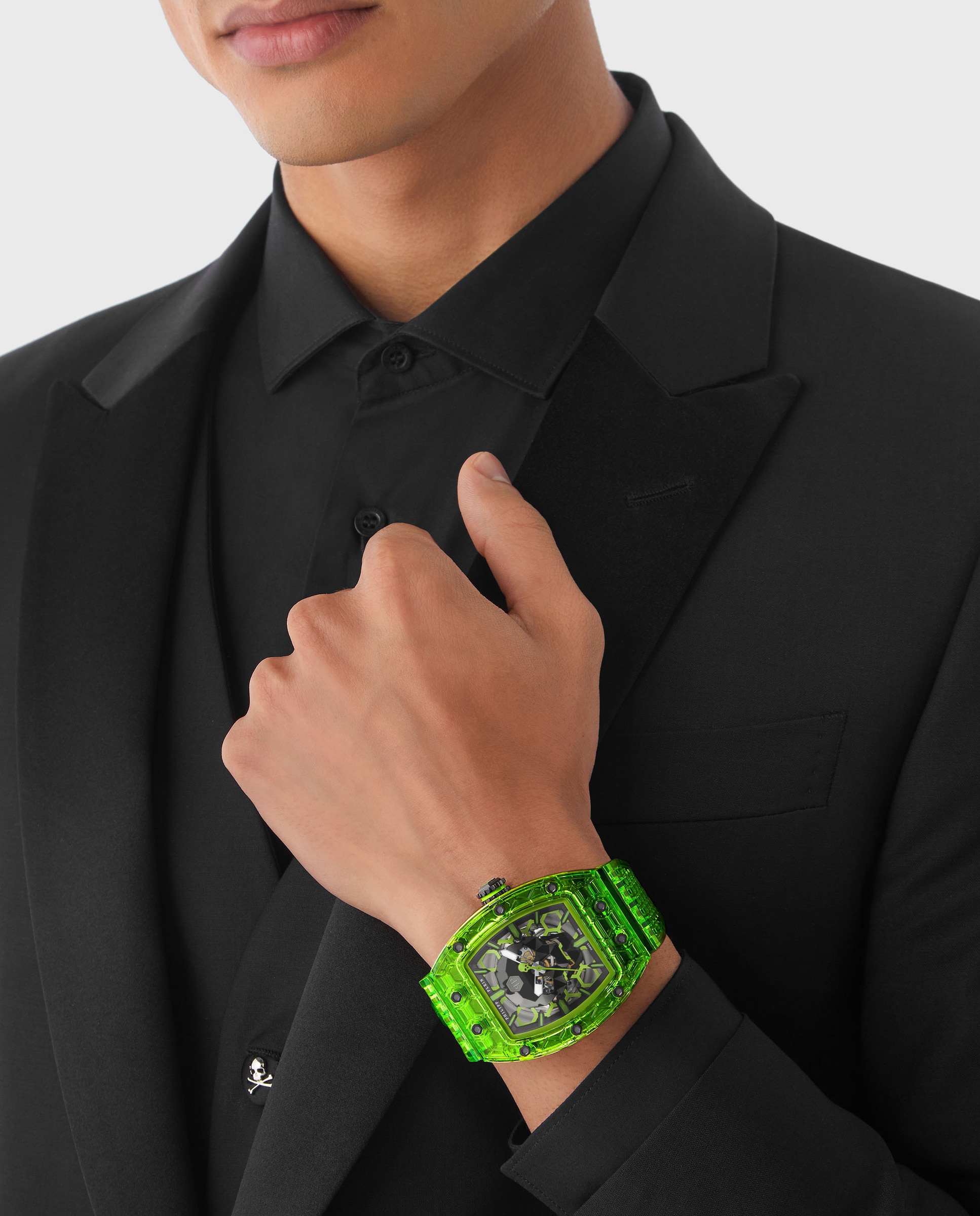 Reloj de hombre crypto king pwqaa0323 automático de pu transparente y correa - Philipp Plein - Verde Verde-2