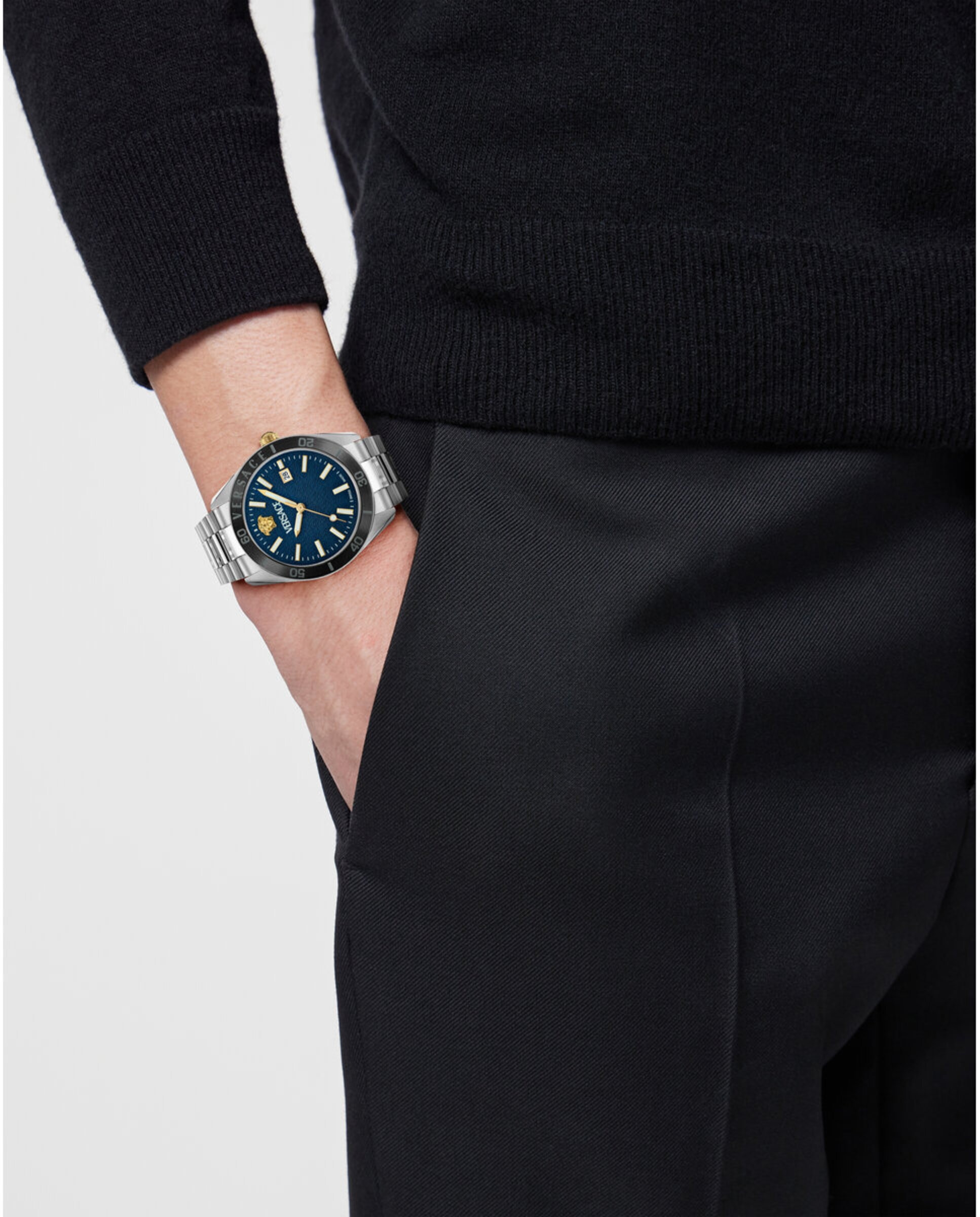 Reloj de hombre timeless v dome ve8e00324 de acero y correa plateada/gris - Versace - Plata Plata-4