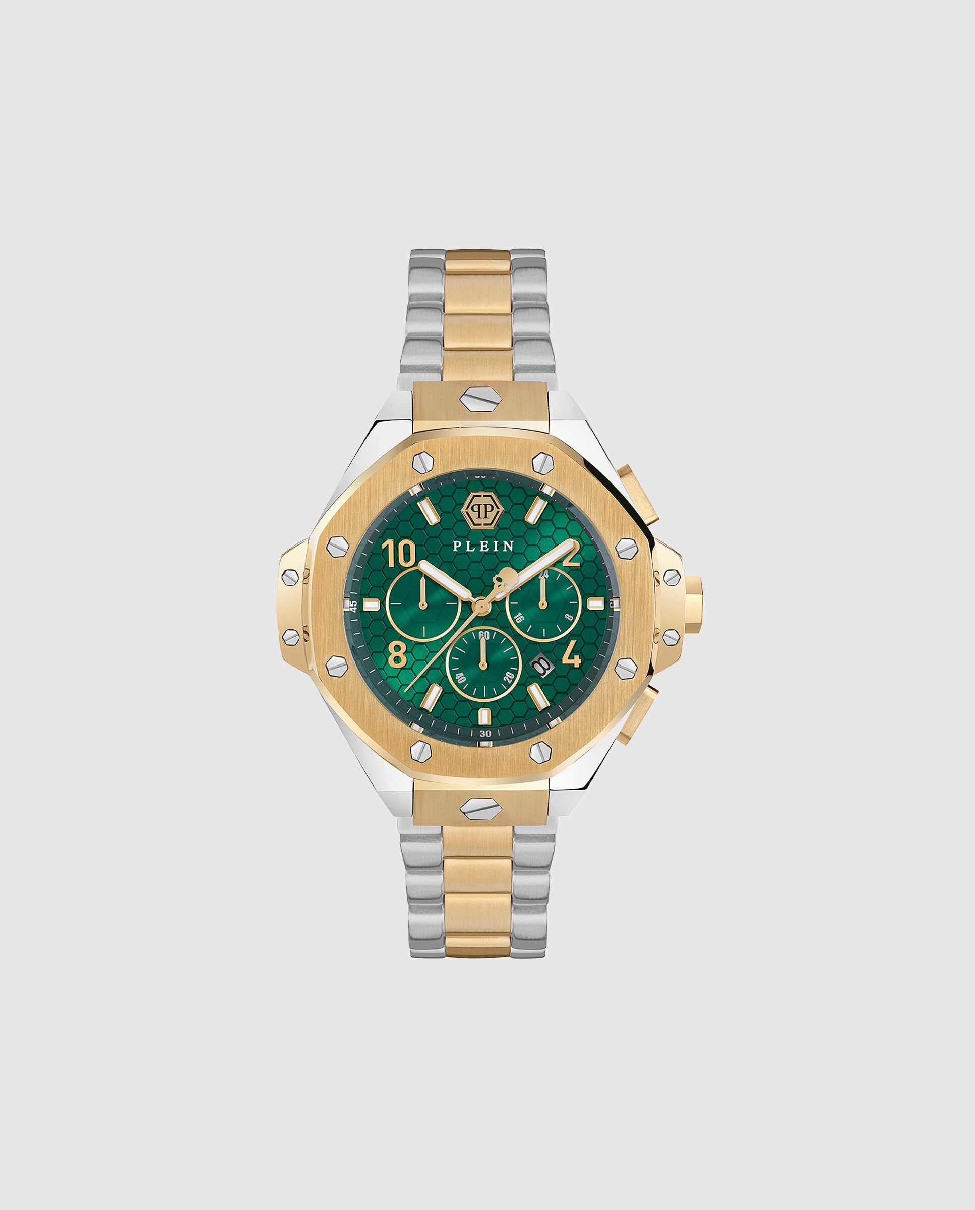 Imagen 0 de Reloj de hombre plein chrono royal 46 mm pwpra0324 de acero y correa plateada/gris Plata