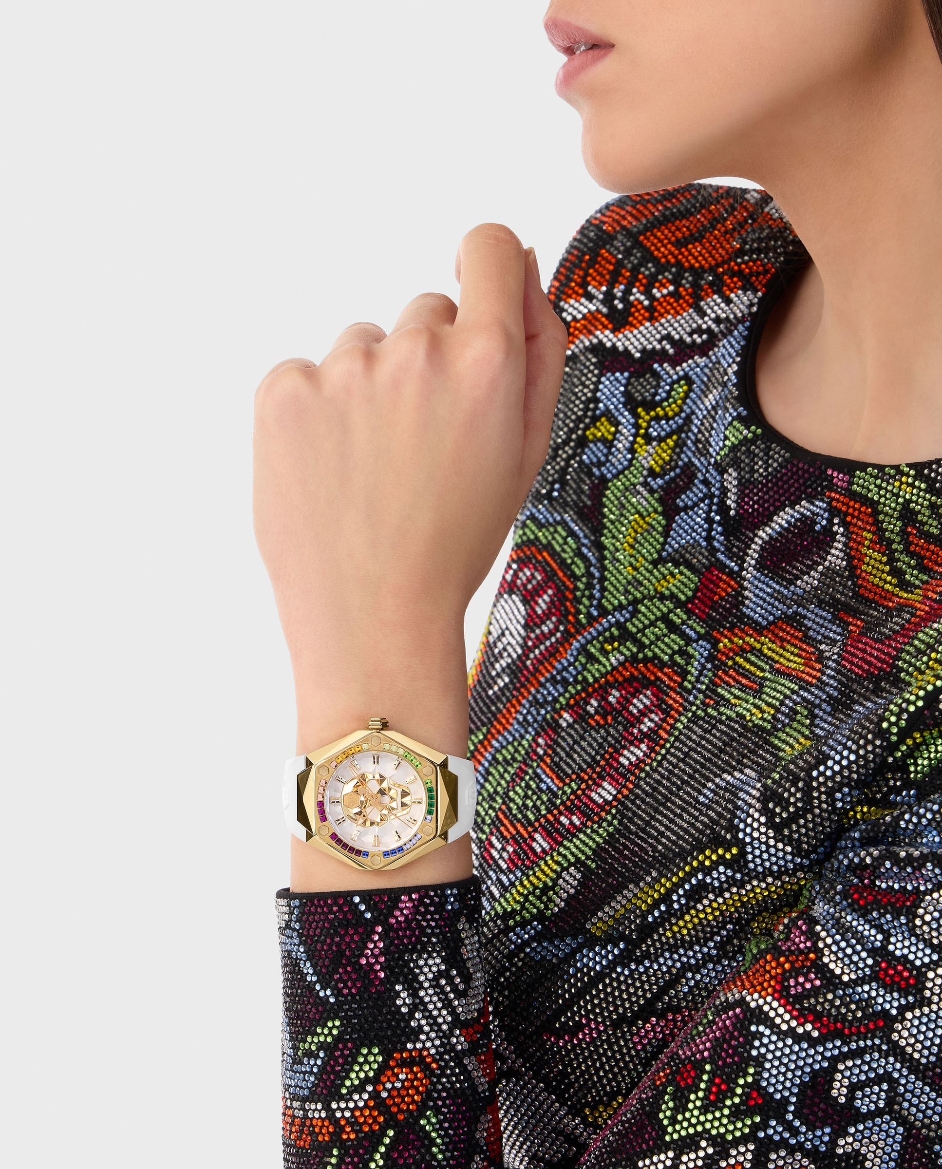 Reloj de mujer $kull spikes lady pwada0324 de silicona y correa blanca - Philipp Plein - Blanco Blanco-4