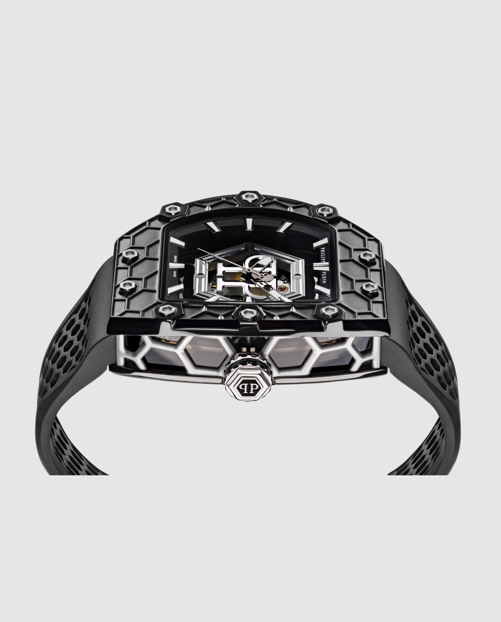 Reloj de hombre crypto king hexagon pwqaa1024 automático de silicona y correa negra - Philipp Plein - Negro Negro-2
