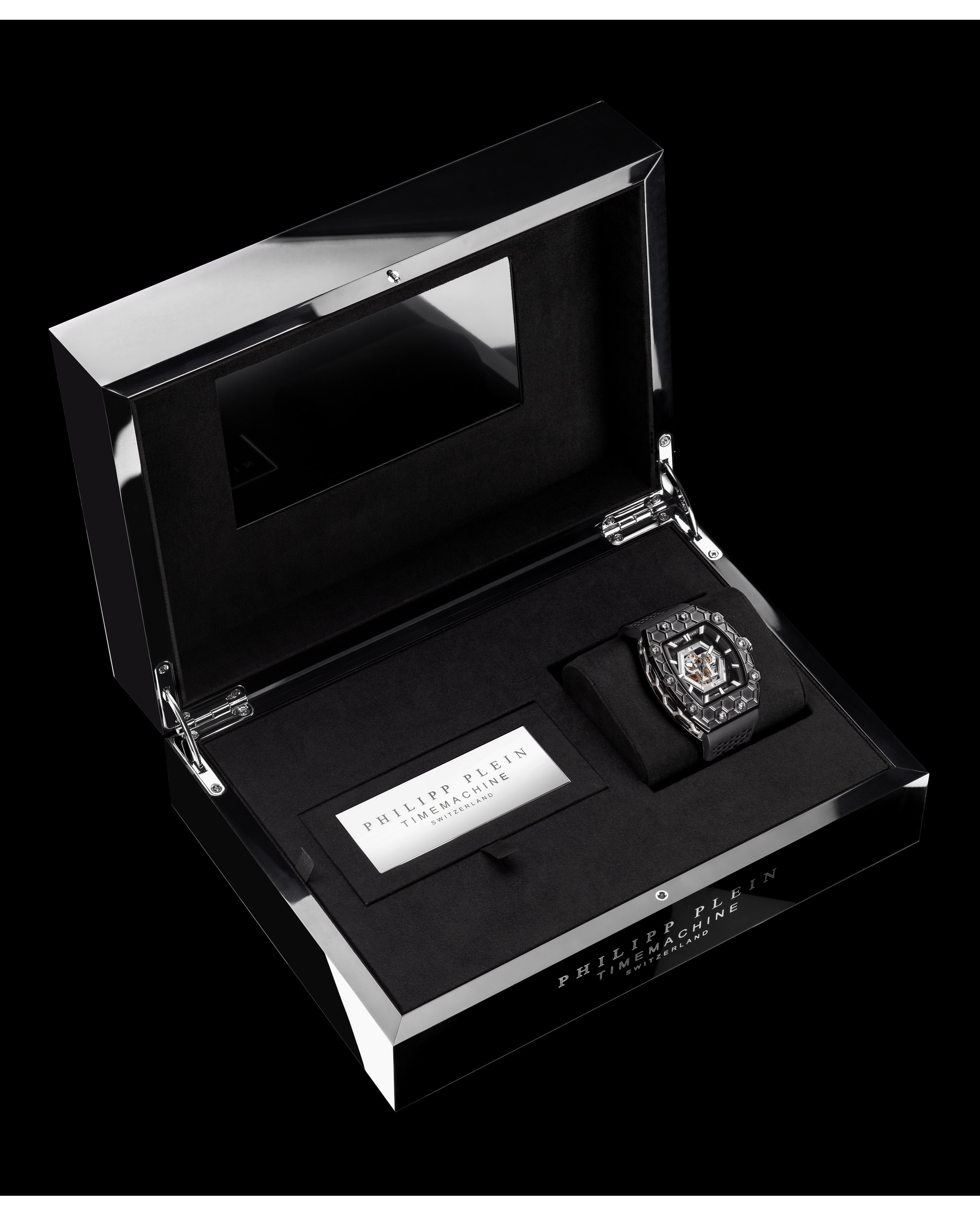 Reloj de hombre crypto king hexagon pwqaa1024 automático de silicona y correa negra - Philipp Plein - Negro Negro-3