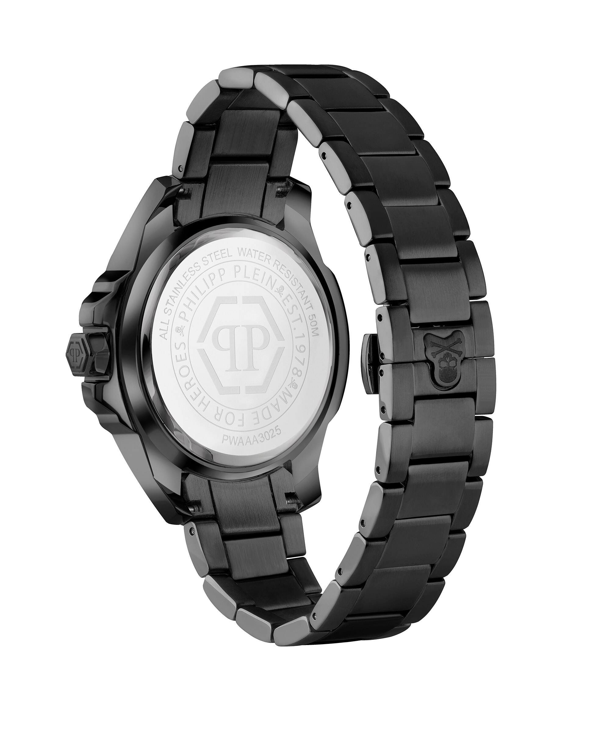 Reloj de hombre the $kull pwaaa3025 de acero y correa negra - Philipp Plein - Negro Negro-2