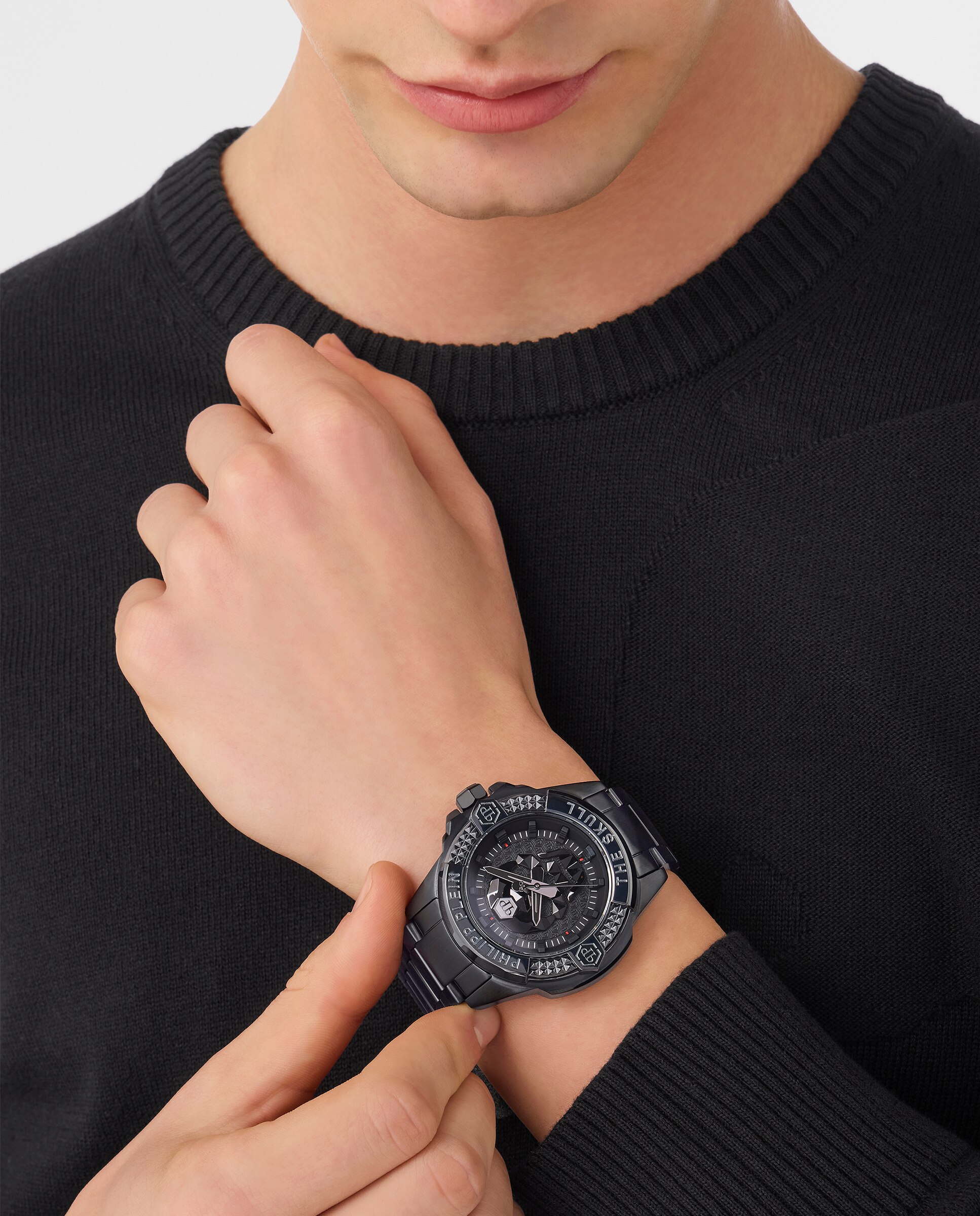 Reloj de hombre the $kull pwaaa3025 de acero y correa negra - Philipp Plein - Negro Negro-4