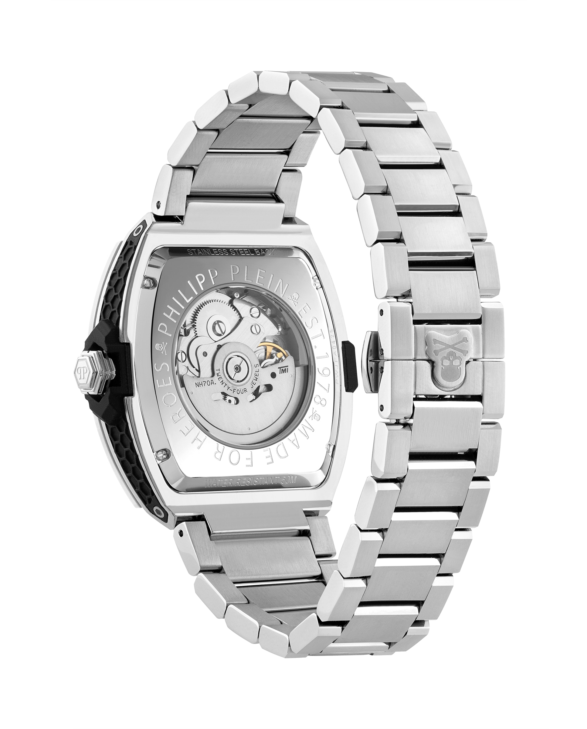 Reloj de hombre the skeleton restyle pwjfa0425 automático de acero y correa plateada/gris - Philipp Plein - Plata Plata-2