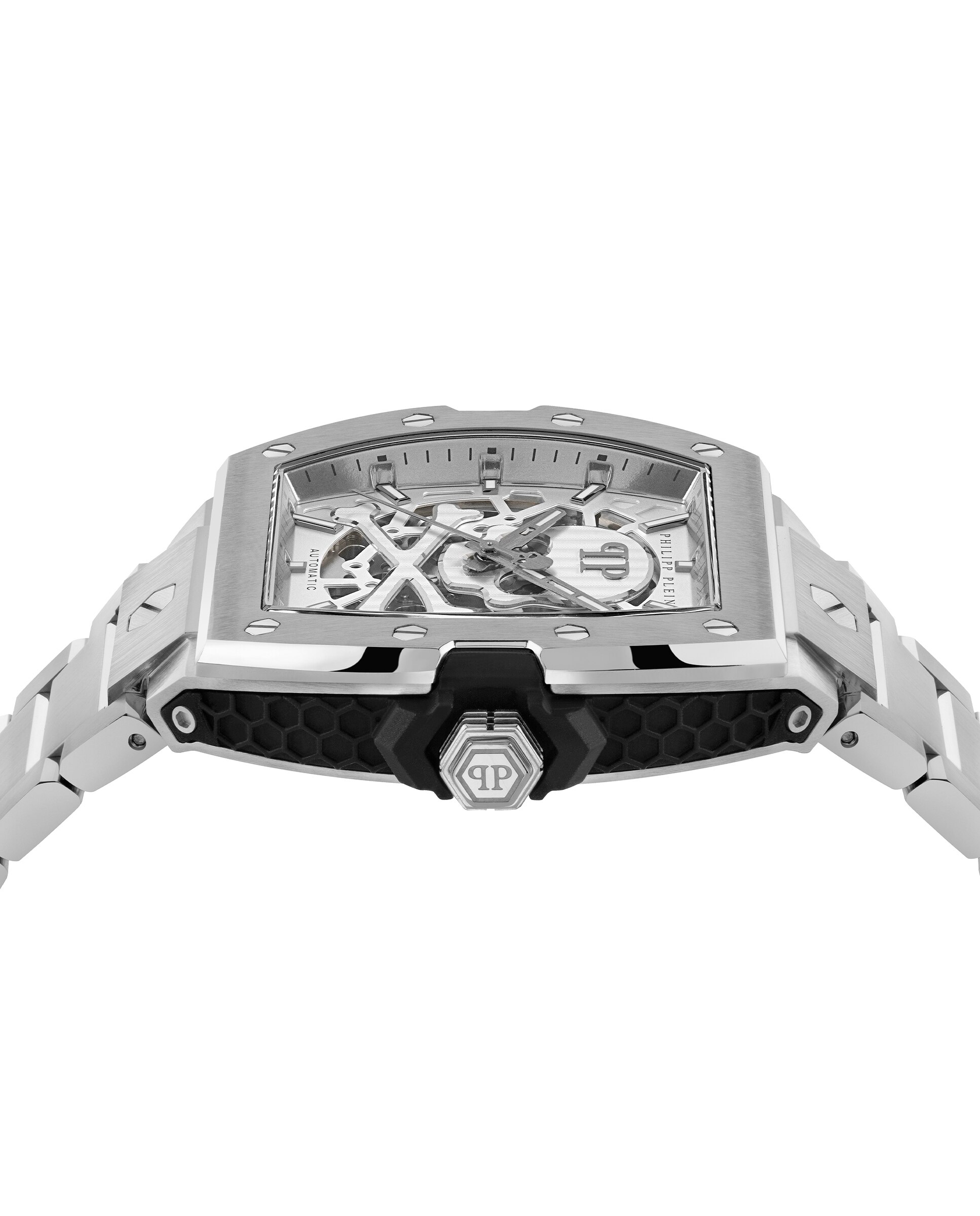 Reloj de hombre the skeleton restyle pwjfa0425 automático de acero y correa plateada/gris - Philipp Plein - Plata Plata-3