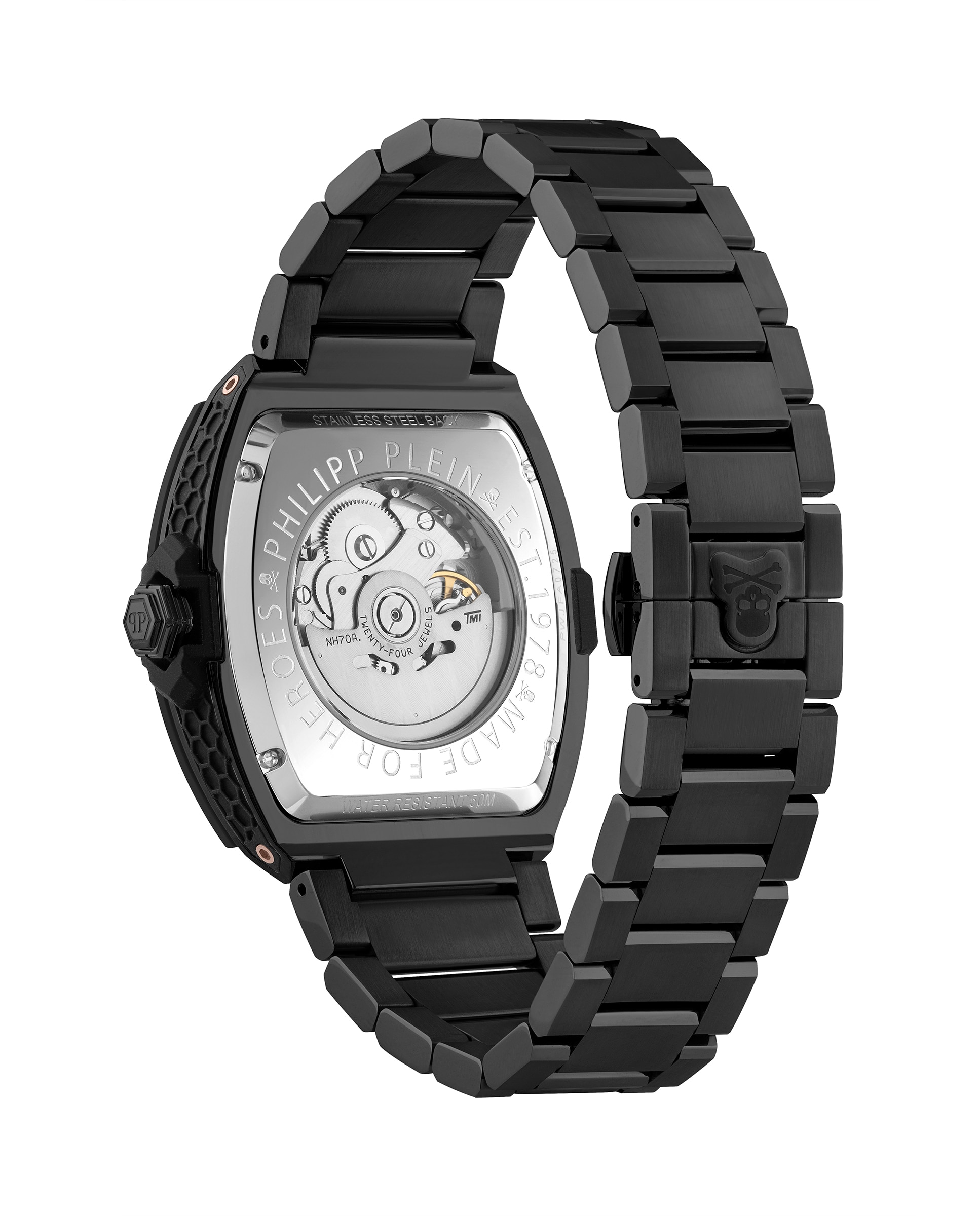 Reloj de hombre the skeleton restyle pwjfa0725 automático de acero y correa negra - Philipp Plein - Negro Negro-2