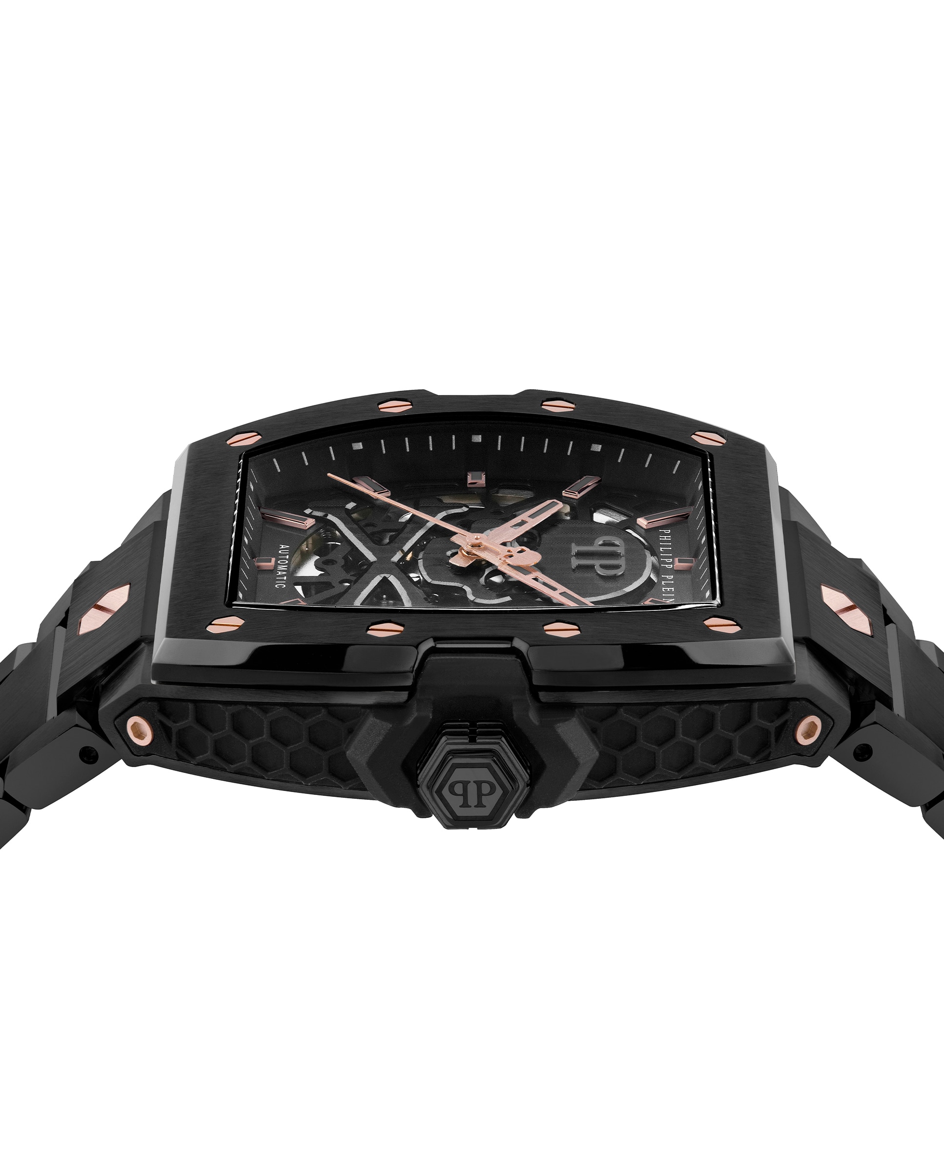 Reloj de hombre the skeleton restyle pwjfa0725 automático de acero y correa negra - Philipp Plein - Negro Negro-3