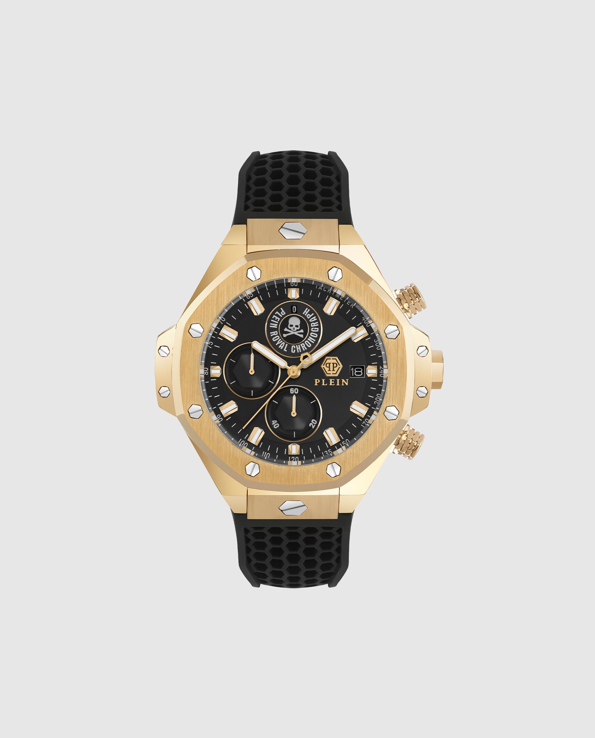 Relógio Plein Chr Royal Sport Pwlfa0325 de Silicone e Bracelete em Preto Preto-1