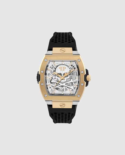 Imagen 0 de Reloj de hombre The skeleton restyle PWJFA0825 automático de silicona y correa negra