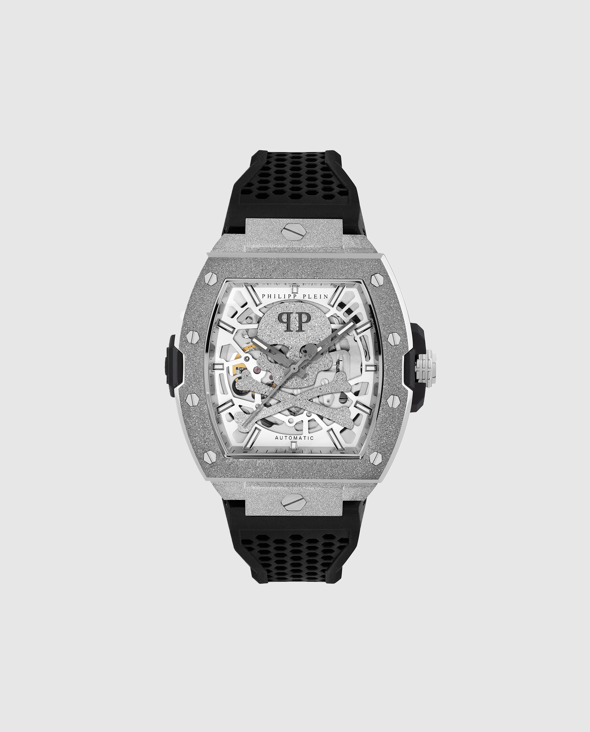 Imagen 0 de Reloj de hombre the skeleton frosted pwjfa0925 automático de silicona y correa negra Negro