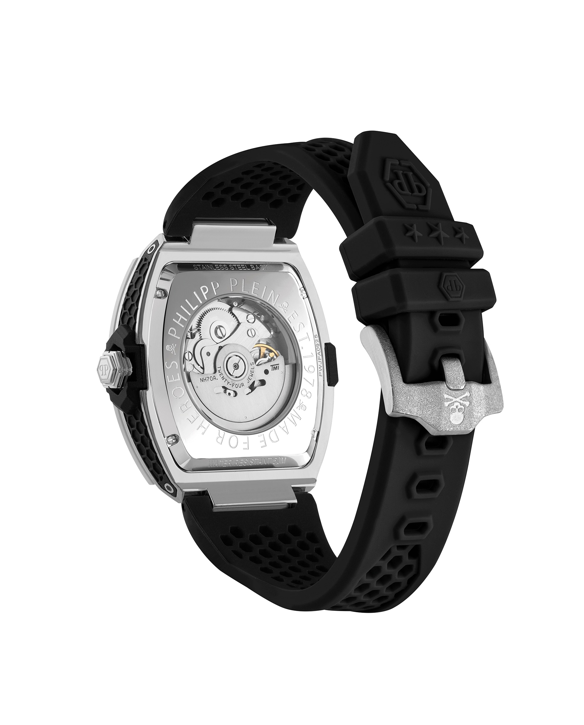 Reloj de hombre the skeleton frosted pwjfa0925 automático de silicona y correa negra - Philipp Plein - Negro Negro-2