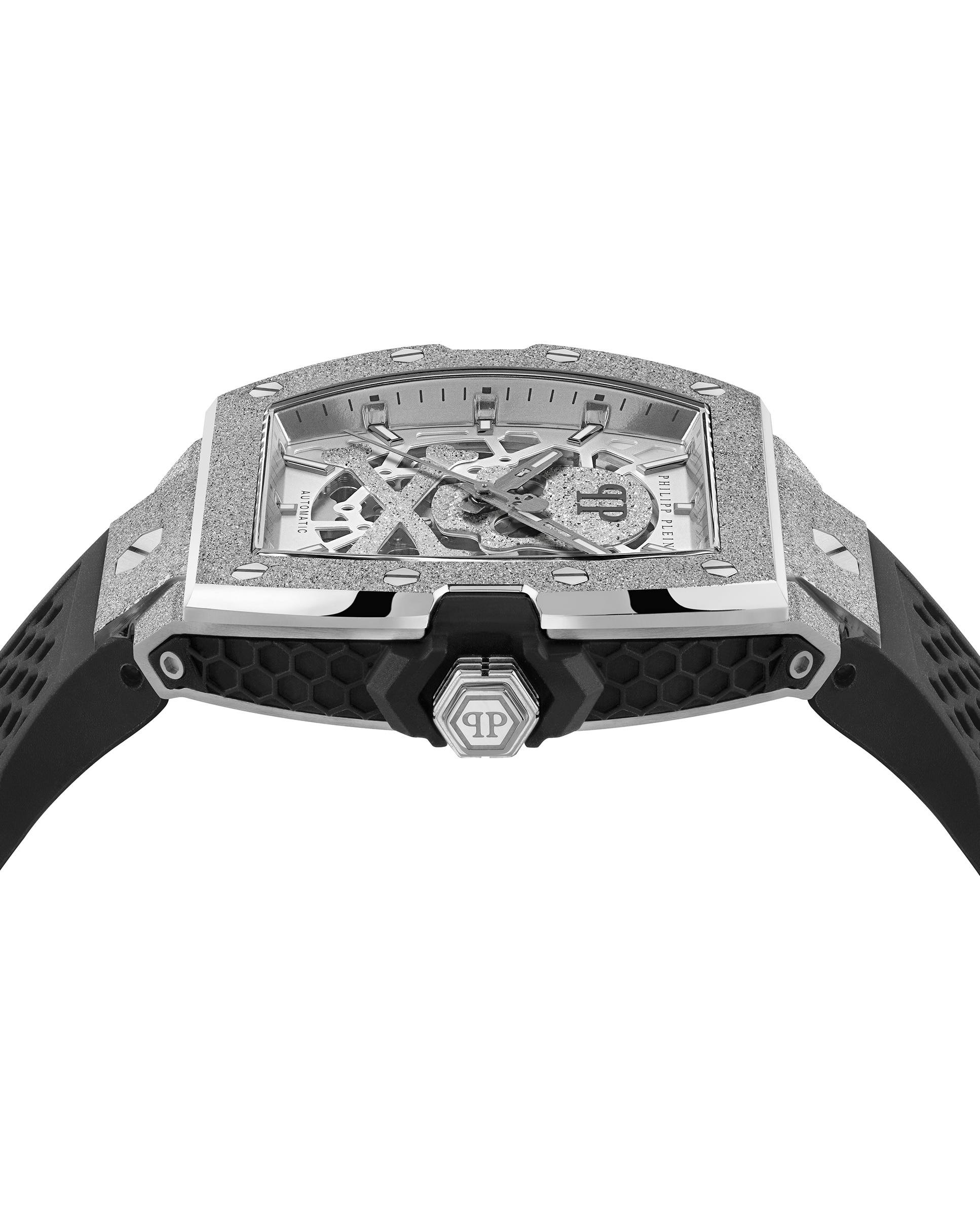 Reloj de hombre the skeleton frosted pwjfa0925 automático de silicona y correa negra - Philipp Plein - Negro Negro-3